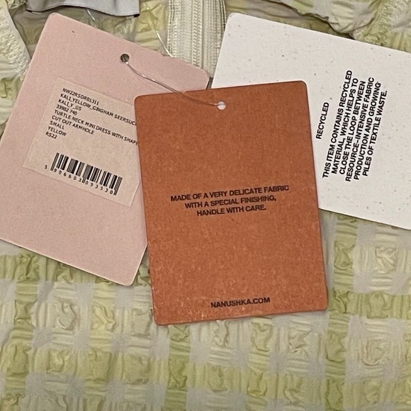 Nanushka Revolve Kali Mini‎ Dress Seersucker Bodycon Yellow Size Small - Picture 12 of 15